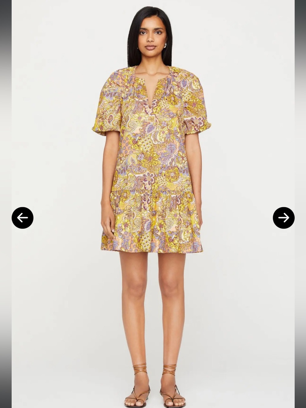 Marie Oliver Greta Floral-Print Flounce Mini Shift Dress Size Small